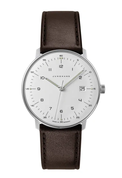 Pre-owned Junghans Max Bill Quartz Leather Strap Men's Watch 041/4461.02