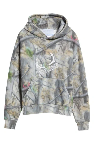 Jungles Antler Oversize Pullover Hoodie In Fake Real Tree