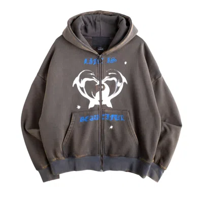 Pre-owned Jungles Beautiful Life Zip Hoodie 'grey' | Men's Size M