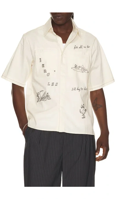 Jungles Fuck All Button Up Shirt In White