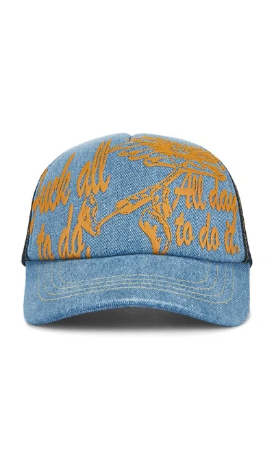 Jungles Fuck All To Do Trucker Cap In Blue