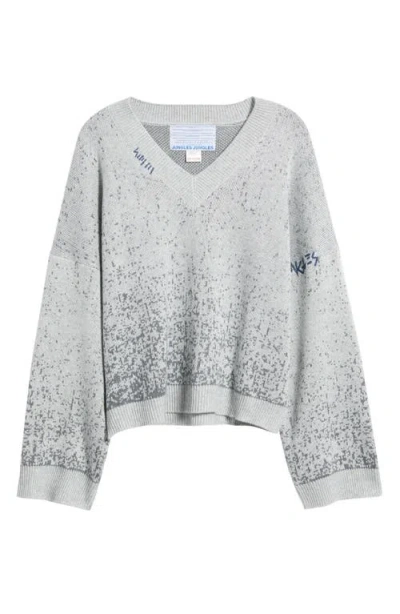 Jungles Gradient Boxy V-neck Sweater In Gray