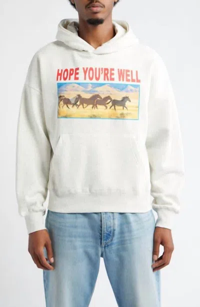 Jungles Horses Hoodie With Kangaroo Pocket In Grey In White