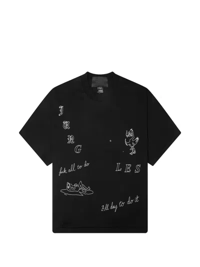 Jungles Jungles Embroidered T-shirt In Black
