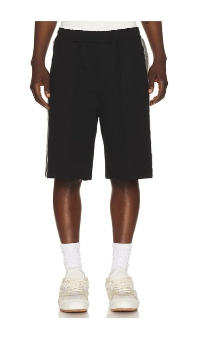 Jungles Knit Panel Shorts In Black & Green