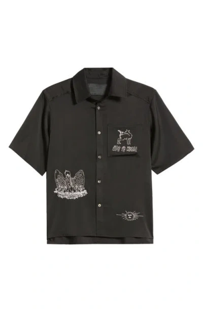 Jungles Life Is Magic Short Sleeve Button-up Shirt In Black
