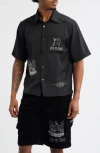 Jungles Life Is Magic Short Sleeve Button-up Shirt In Black
