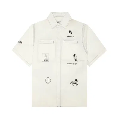 Pre-owned Jungles No Where Button Up 'birch' | Cream | Men's Size Xxl