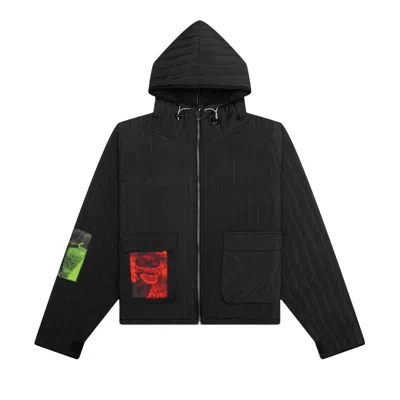 Pre-owned Jungles Patches Quilted Zip Hoodie 'black' | Men's Size Xxl
