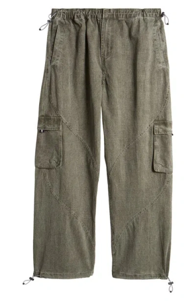 Jungles Relaxed Cotton Ripstop Cargo Pants In Washed Olive