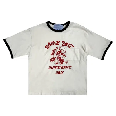 Pre-owned Jungles Same Shit Ringer Tee 'birch' | White | Men's Size M
