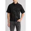 Jungles Scribbles Short Sleeve Cotton Seersucker Button-up Shirt