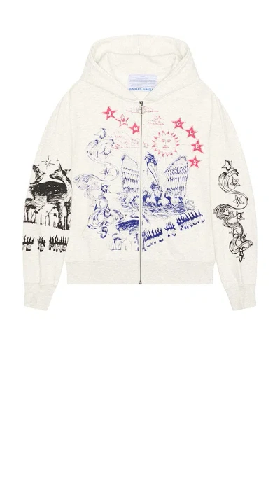 Jungles Scribbles Zip Hoodie In Gray