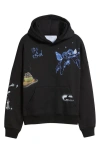 Jungles Test Print 2 Cotton Blend Graphic Hoodie In Black