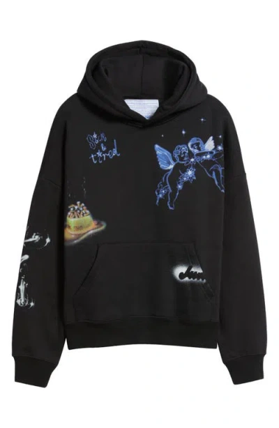 Jungles Test Print 2 Cotton Blend Graphic Hoodie In Black