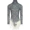 Junie Women's Black / White Gia Bodysuit & Tights - Zebra / Ivory Trim In Multi