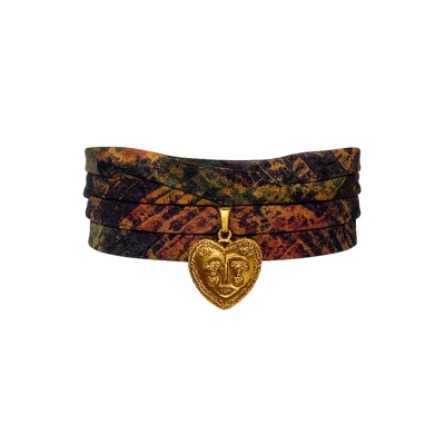 Junie Women's Green / Purple / Brown Sienna Choker - Heart