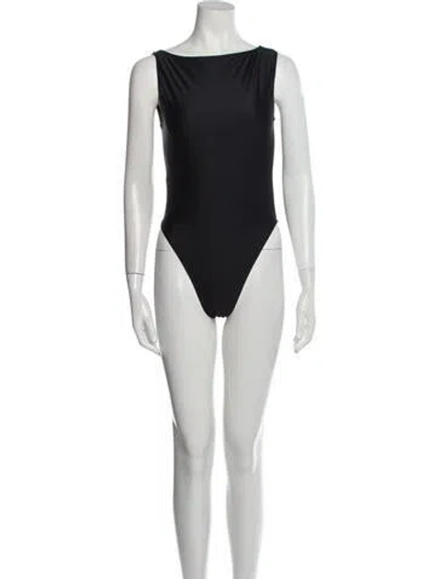 Pre-owned Junior Gaultier Vintage Bateau Neckline Bodysuit In Black