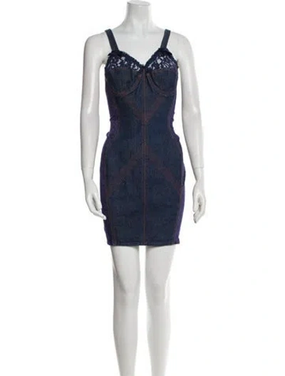 Pre-owned Junior Gaultier Vintage Mini Dress In Blue