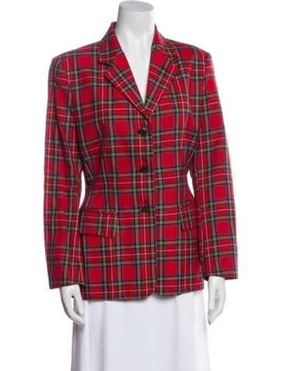 Pre-owned Junior Gaultier Virgin Wool Plaid Print Blazer In Red