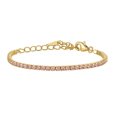 Junior Jewels 14k Gold Over Brass Cubic Zirconia Tennis Bracelet In Pink