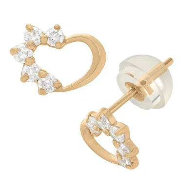 Junior Jewels 14k Yellow Gold Children's Cubic Zirconia Heart Earrings