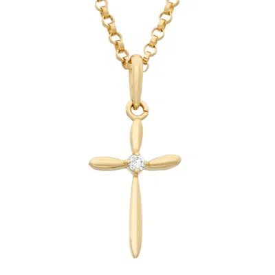 Junior Jewels 14k Yellow Gold Cubic Zirconia Necklace With Gold-filled Chain