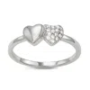 Junior Jewels Sterling Silver Children's Cubic Zirconia Double Heart Ring In Silver