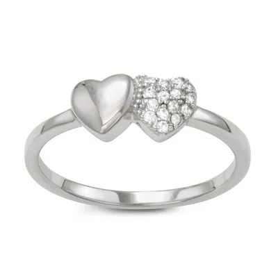 Junior Jewels Sterling Silver Children's Cubic Zirconia Double Heart Ring