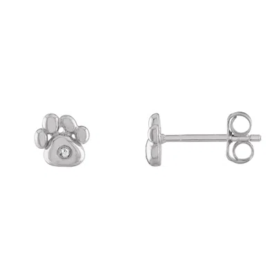 Junior Jewels Sterling Silver Children's Diamond Accent Dog Paw Earrings
