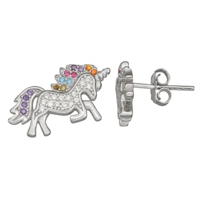 Junior Jewels Sterling Silver Children's Unicorn Cz Earrings