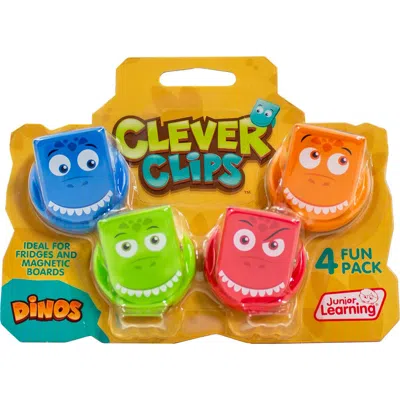 Junior Learning Clever Clips Dinos 4pc Magnetic Dinosaur Clips In Yellow