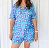Juniper Blvd Flower Pajama Set In Blue In Blue
