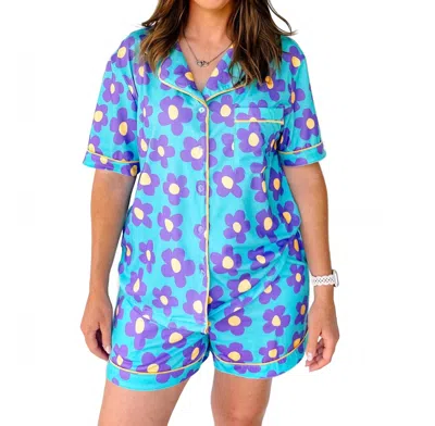 Juniper Blvd Flower Pajama Set In Blue
