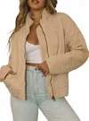 Juniper Blvd Quilted Zip Up Jacket In Tan In Multi