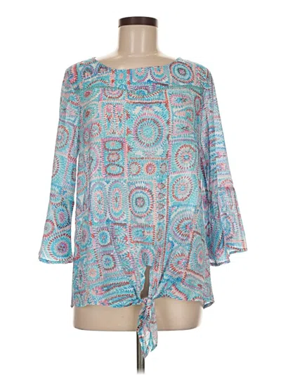 Pre-owned Juniper + Lime 3/4 Sleeve Blouse In Blue