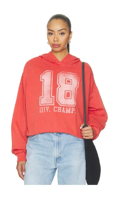 Junk Food 18 Div. Champs Drop Shoulder Crop Hoodie In Red