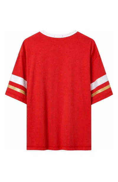 Junk Food 49ers Glitter Boxy Ringer T-shirt In Licorice