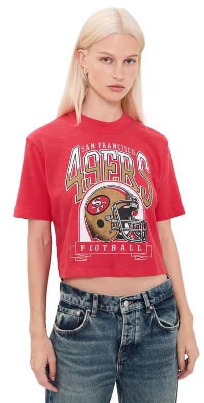 Junk Food 49ers Mock Neck Crop Tee Licorice In Red