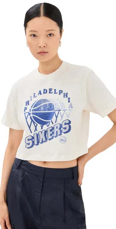 Junk Food 76ers Short Sleeve Mock Neck Crop Tee White