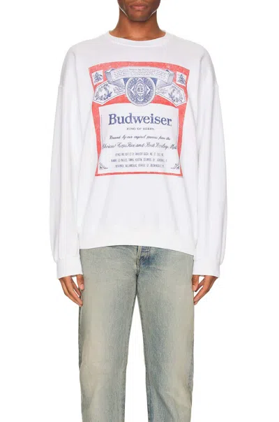 Junk Food Aaliyah Budweiser Classic Crew Neck In White