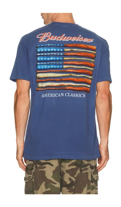Junk Food Budweiser Baseball Bats Tee In Blue