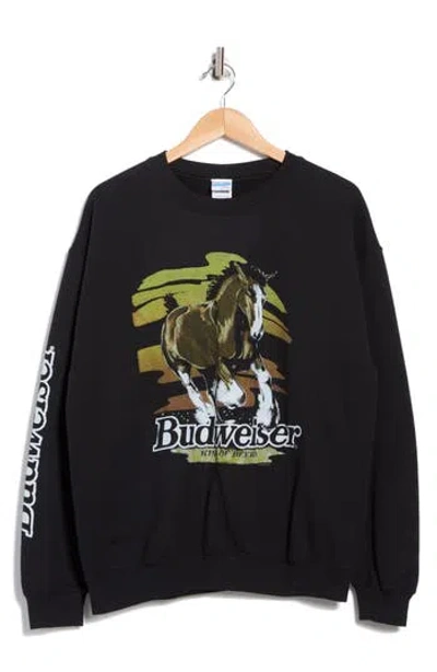 Junk Food Budweiser Crewneck Graphic Sweatshirt In Black