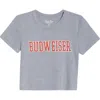 Junk Food Budweiser® Crop Graphic T-shirt In Gray