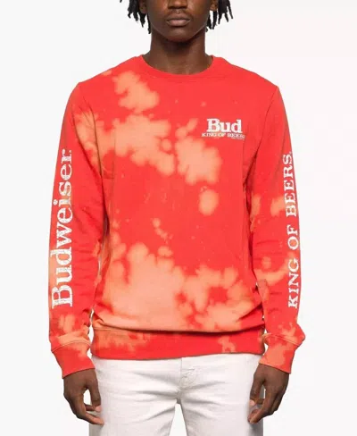 Junk Food Budweiser Graphic Fleece Sweater In Red Tie Dye In Pattern