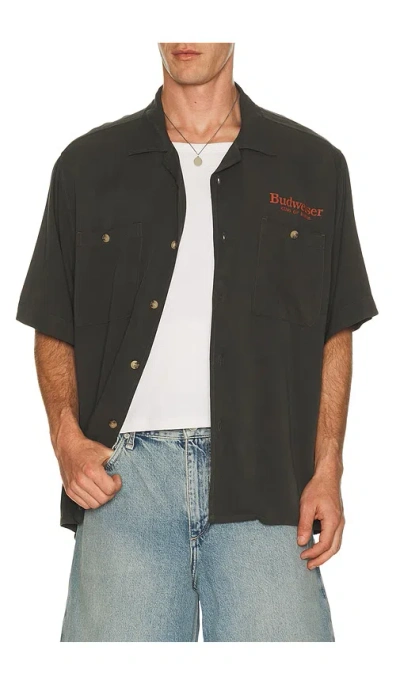 Junk Food Budweiser King Of Beers Camp Shirt In Black