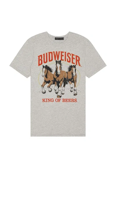Junk Food Budweiser King Of Beers Tee In Heather Grey