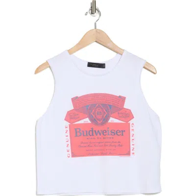 Junk Food Budweiser Label Cotton Muscle Tank In Vintage White
