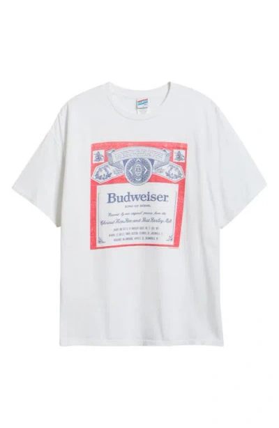Junk Food Budweiser Label Graphic T-shirt In White