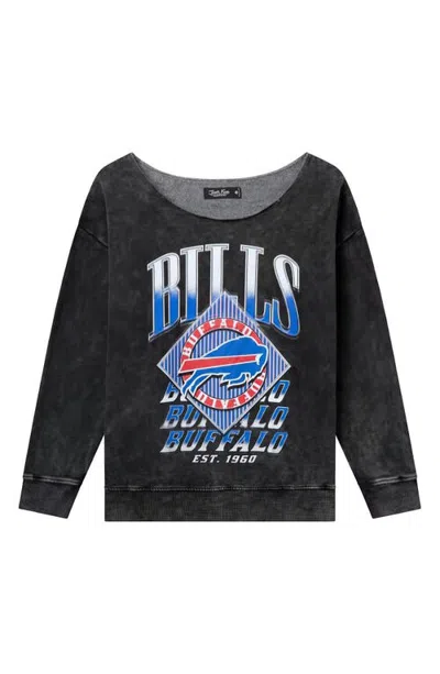 Junk Food Buffalo Bills Graphic Off The Shoulder Cropped Sweatshirt In Black